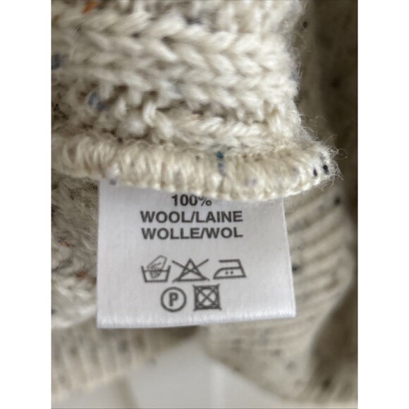 Aran Sweater Market Mens Medium Quarter Zip Mock Cream 100% Wool Cable Knit - Picture 8 of 8